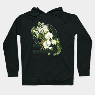 Libra Horoscope Zodiac White Orchid Design Hoodie